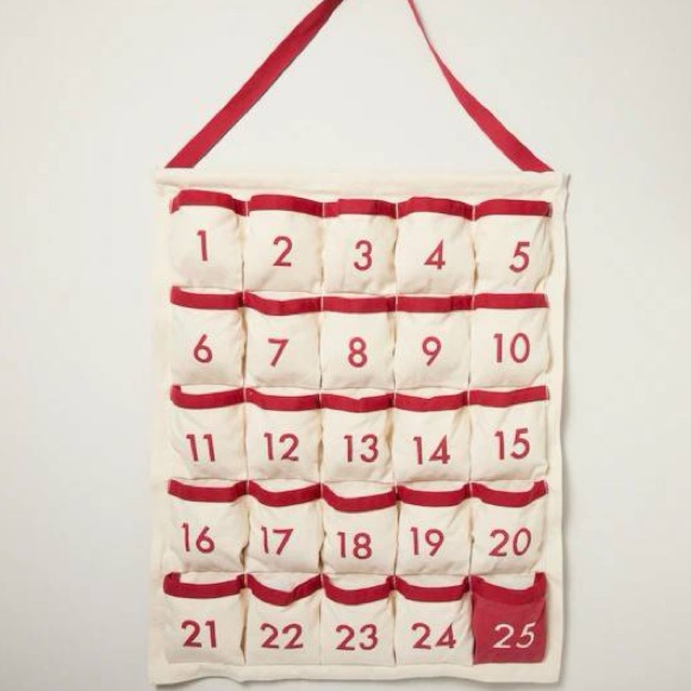 Oui Canvas Advent Wall Hanging Calendar With Red Trim